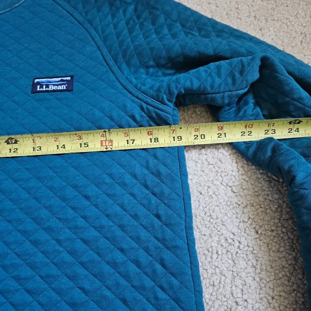 L.L. Bean Men's Quilted Sweatshirt Crewneck Small Reg Teal blue